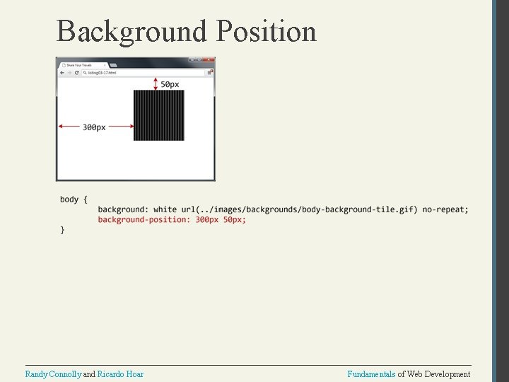 Background Position Randy Connolly and Ricardo Hoar Fundamentals of Web Development 