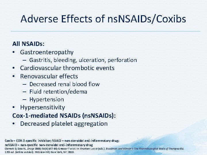 Adverse Effects of ns. NSAIDs/Coxibs All NSAIDs: • Gastroenteropathy – Gastritis, bleeding, ulceration, perforation