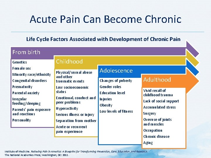 Acute Pain Can Become Chronic Life Cycle Factors Associated with Development of Chronic Pain