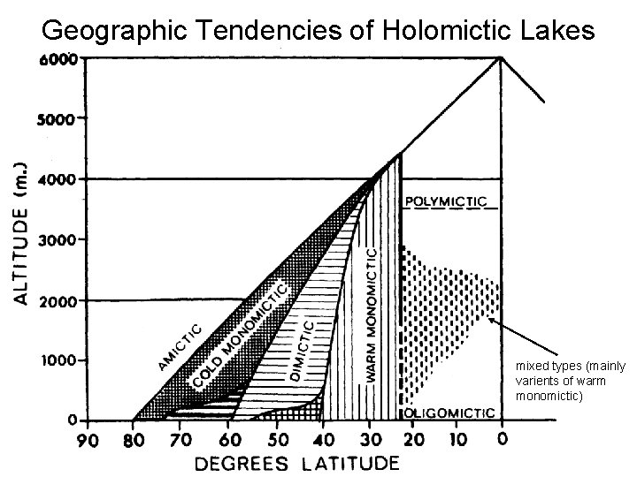 Geographic Tendencies of Holomictic Lakes mixed types (mainly varients of warm monomictic) 