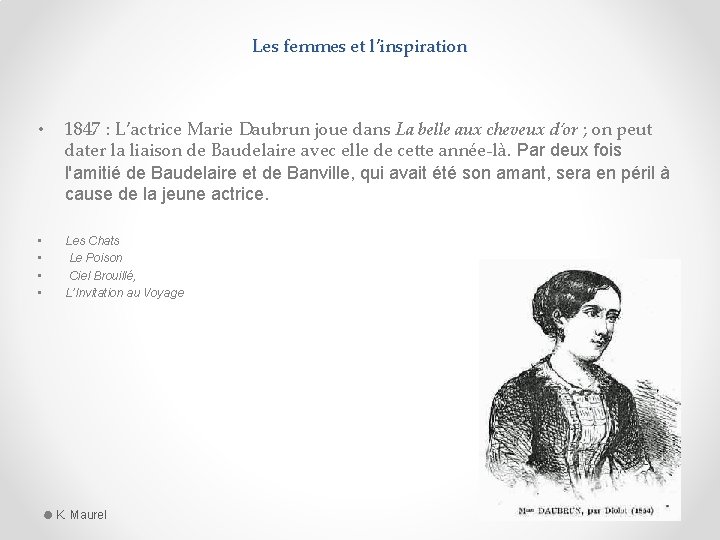 Les femmes et l’inspiration • 1847 : L’actrice Marie Daubrun joue dans La belle