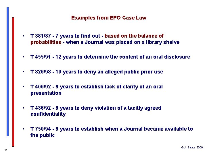 Examples from EPO Case Law 11 • T 381/87 - 7 years to find