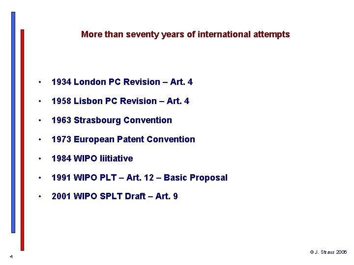 More than seventy years of international attempts 4 • 1934 London PC Revision –