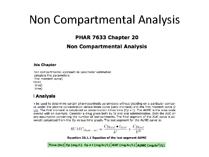 Non Compartmental Analysis 