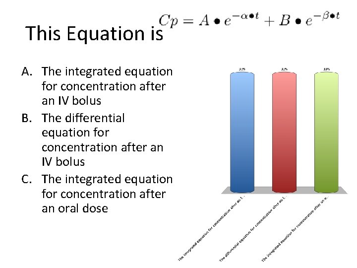 This Equation is A. The integrated equation for concentration after an IV bolus B.