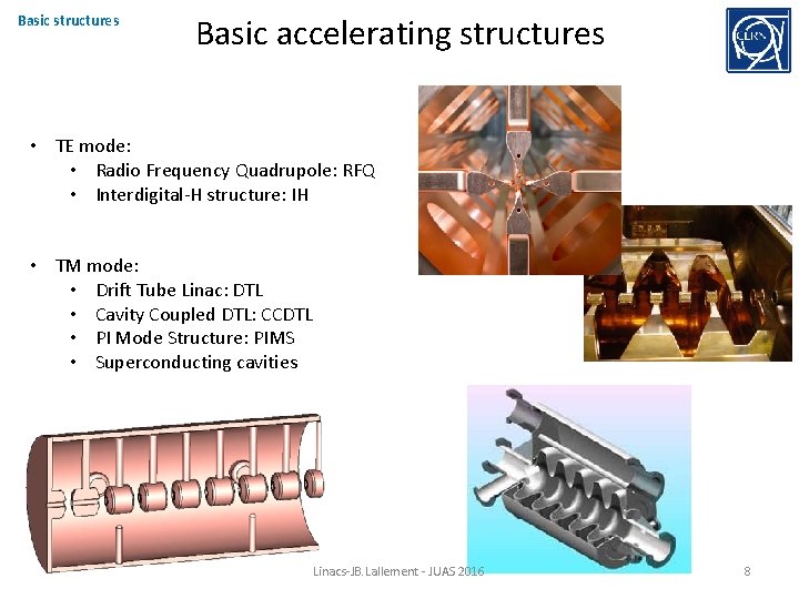 Basic structures Basic accelerating structures • TE mode: • Radio Frequency Quadrupole: RFQ •