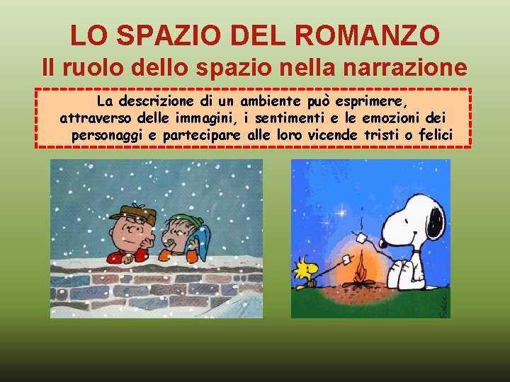 LO SPAZIO DEL ROMANZO Il ruolo dello spazio nella narrazione La descrizione di un LO SPAZIO DEL ROMANZO Il ruolo dello spazio nella narrazione La descrizione di un