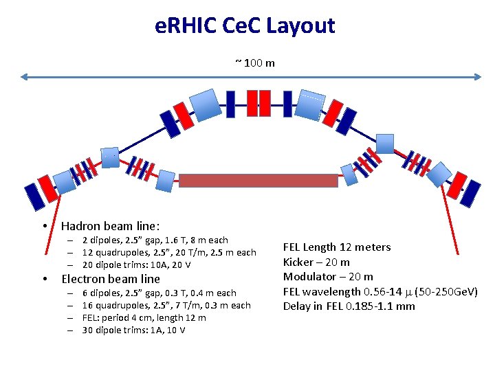 e. RHIC Ce. C Layout ~ 100 m • Hadron beam line: – 2