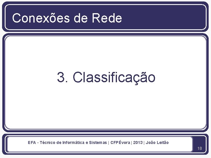 Conexões de Rede 3. Classificação EFA - Técnico de Informática e Sistemas | CFPÉvora