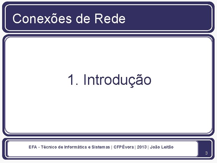 Conexões de Rede 1. Introdução EFA - Técnico de Informática e Sistemas | CFPÉvora