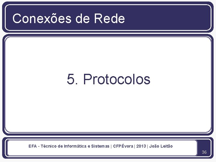 Conexões de Rede 5. Protocolos EFA - Técnico de Informática e Sistemas | CFPÉvora