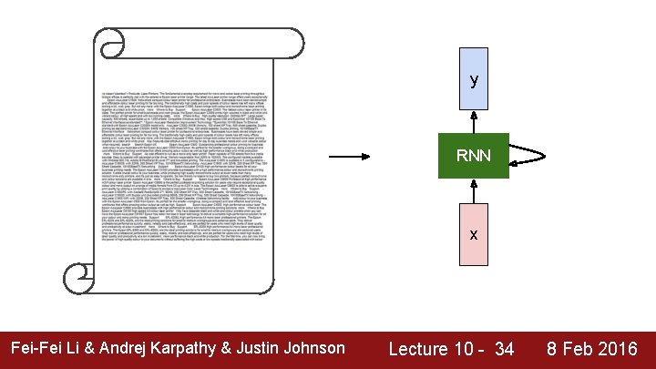 y RNN x Fei-Fei Li & Andrej Karpathy & Justin Johnson Lecture 10 -