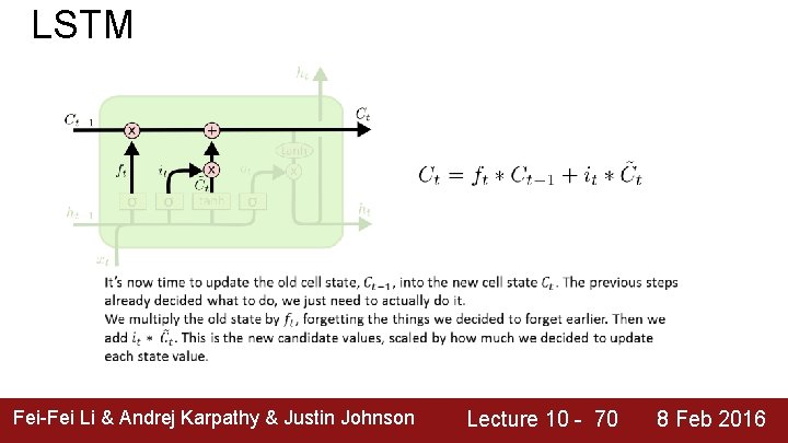 LSTM Fei-Fei Li & Andrej Karpathy & Justin Johnson Lecture 10 - 70 8
