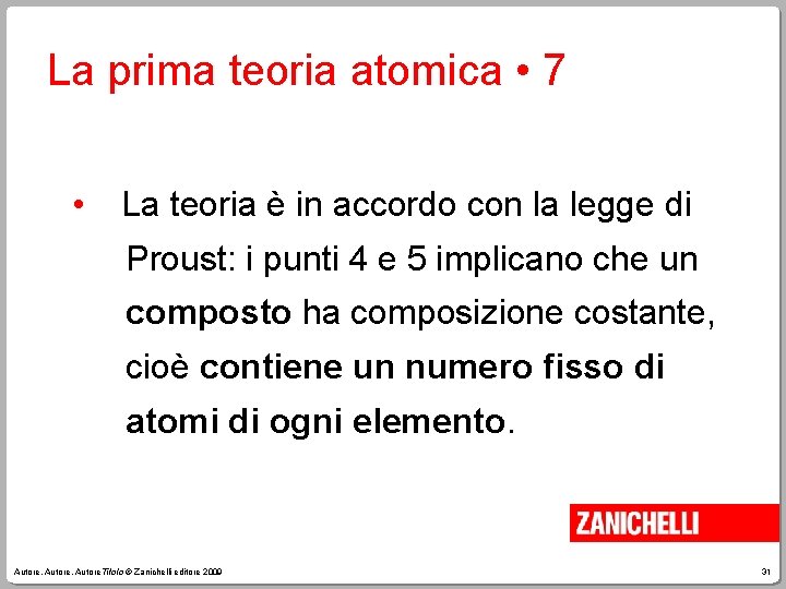 La prima teoria atomica • 7 • La teoria è in accordo con la