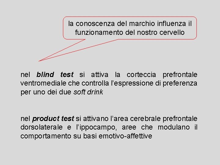 la conoscenza del marchio influenza il funzionamento del nostro cervello nel blind test si