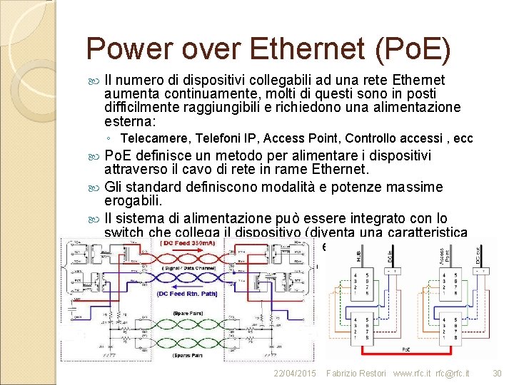 Power over Ethernet (Po. E) Il numero di dispositivi collegabili ad una rete Ethernet