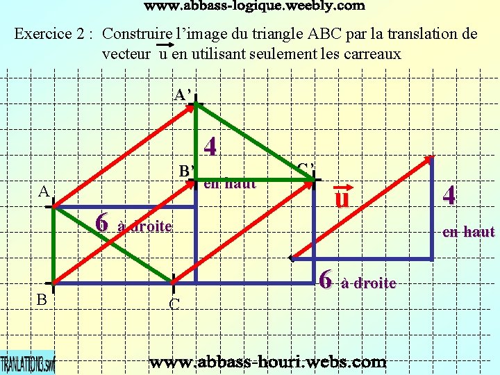 Exercice 2 : Construire l’image du triangle ABC par la translation de vecteur u