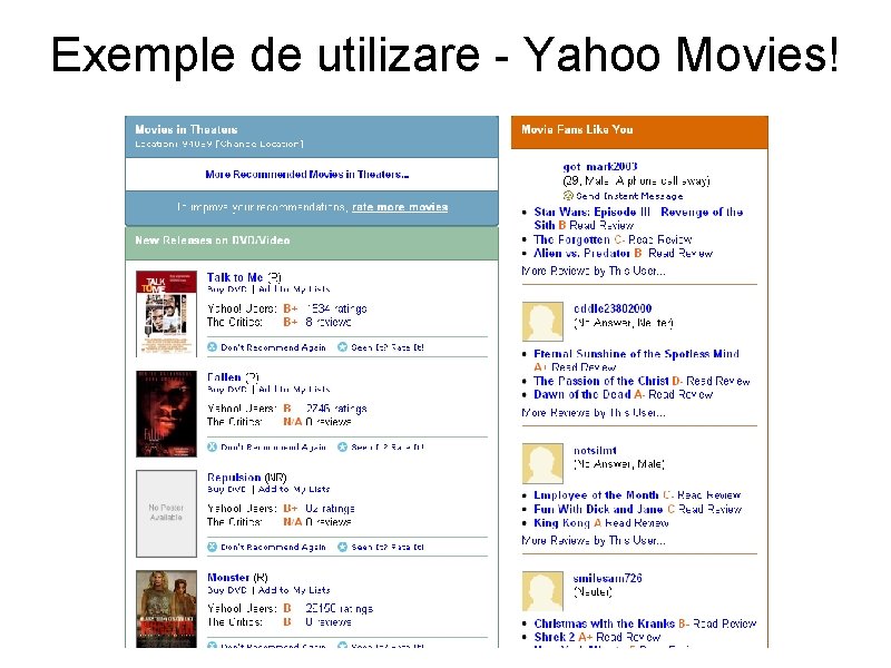 Exemple de utilizare - Yahoo Movies! 