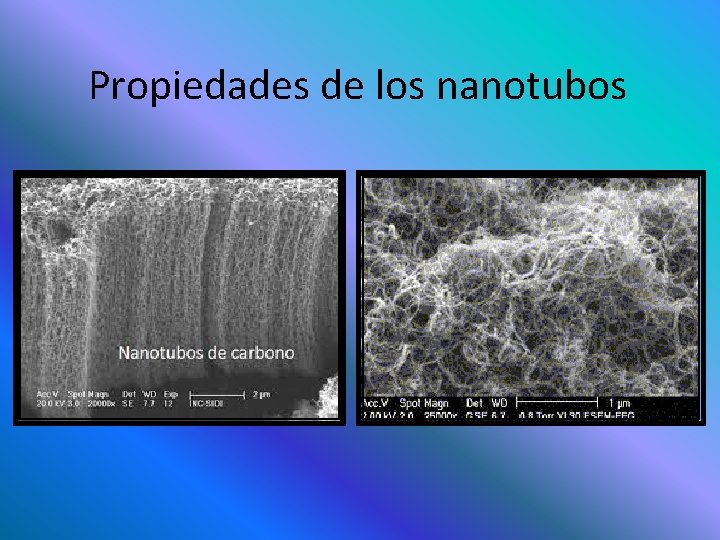 Propiedades de los nanotubos Propiedades de los nanotubos