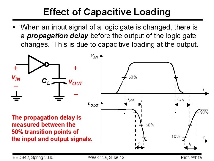 Effect of Capacitive Loading • When an input signal of a logic gate is
