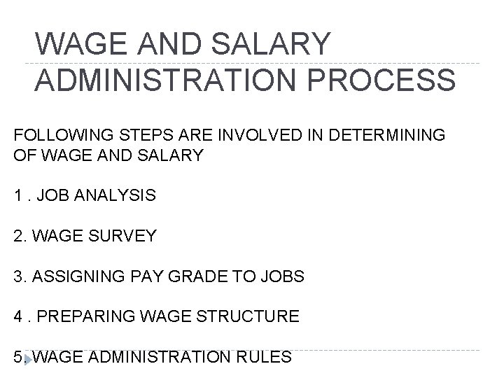 WAGE AND SALARY ADMINISTRATION PROCESS FOLLOWING STEPS ARE INVOLVED IN DETERMINING OF WAGE AND WAGE AND SALARY ADMINISTRATION PROCESS FOLLOWING STEPS ARE INVOLVED IN DETERMINING OF WAGE AND