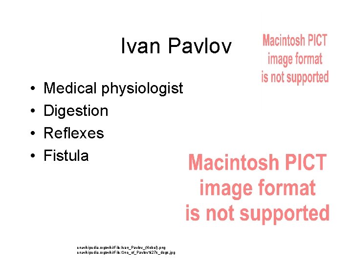 Ivan Pavlov • • Medical physiologist Digestion Reflexes Fistula en. wikipedia. org/wiki/File: Ivan_Pavlov_(Nobel). png