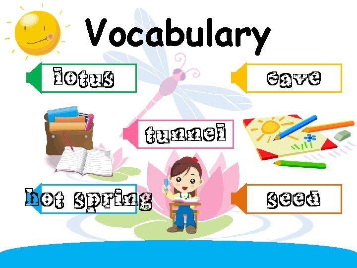 Vocabulary lotus cave tunnel hot spring seed 