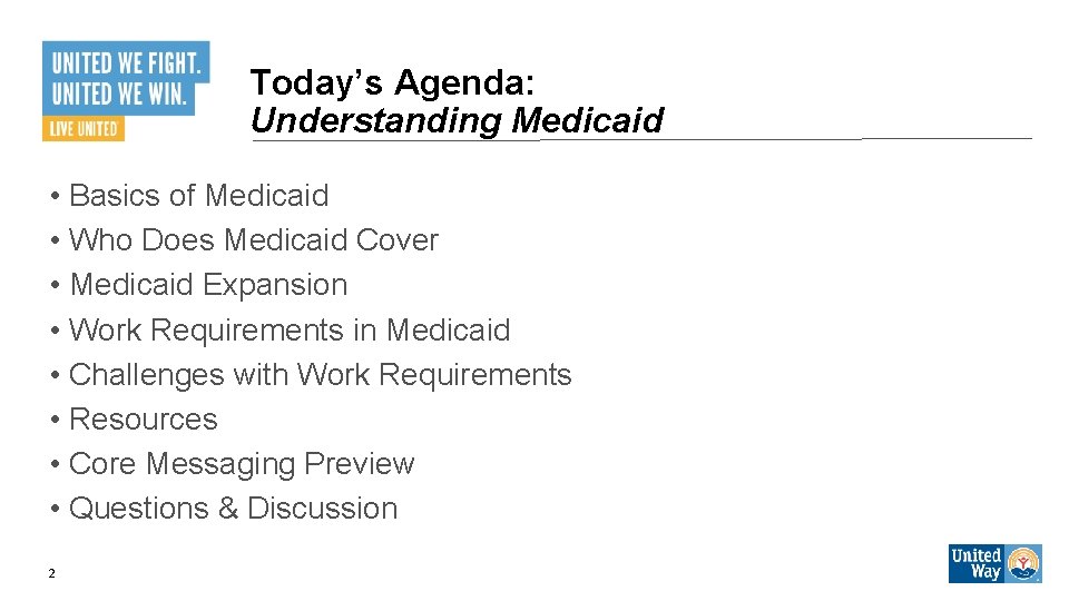 Today’s Agenda: Understanding Medicaid • Basics of Medicaid • Who Does Medicaid Cover •