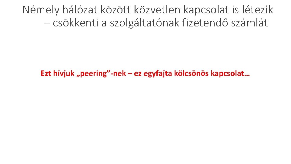 Némely hálózat között közvetlen kapcsolat is létezik – csökkenti a szolgáltatónak fizetendő számlát Ezt Némely hálózat között közvetlen kapcsolat is létezik – csökkenti a szolgáltatónak fizetendő számlát Ezt