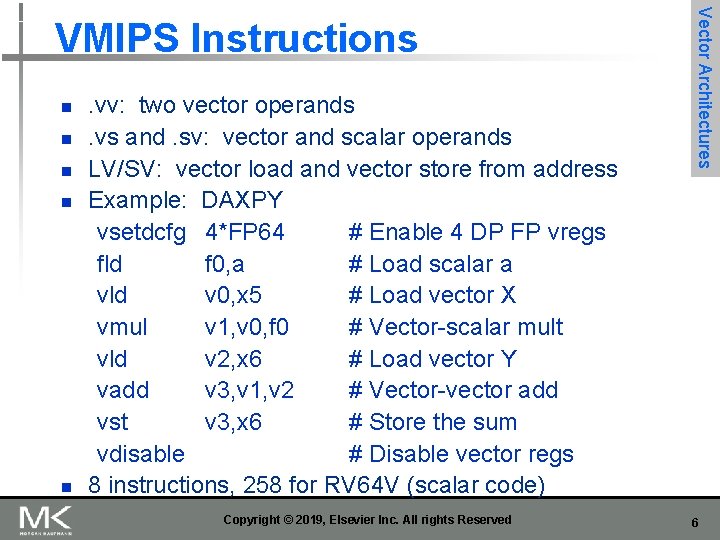 n n n . vv: two vector operands. vs and. sv: vector and scalar