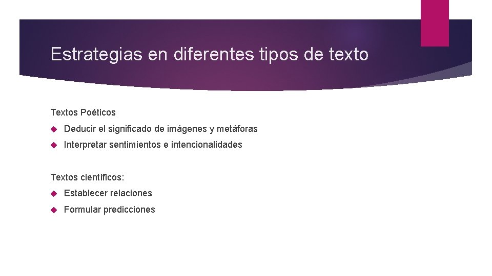 Estrategias en diferentes tipos de texto Textos Poéticos Deducir el significado de imágenes y Estrategias en diferentes tipos de texto Textos Poéticos Deducir el significado de imágenes y