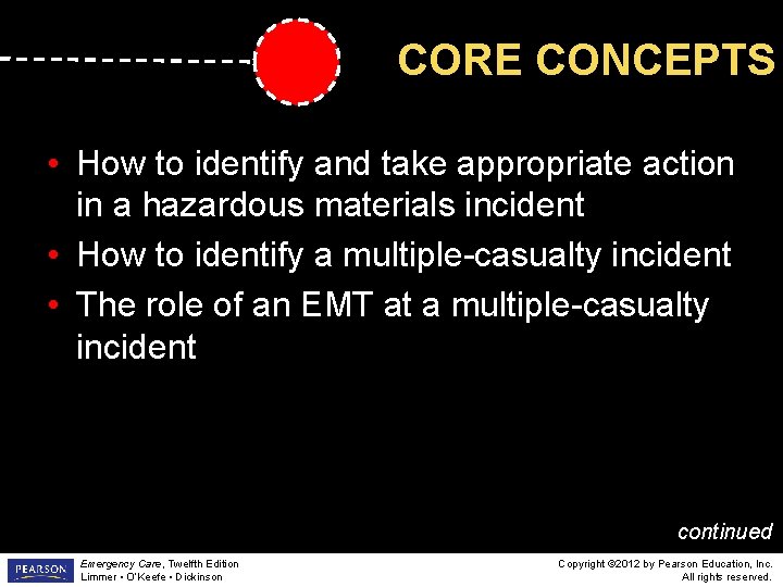 CORE CONCEPTS • How to identify and take appropriate action in a hazardous materials