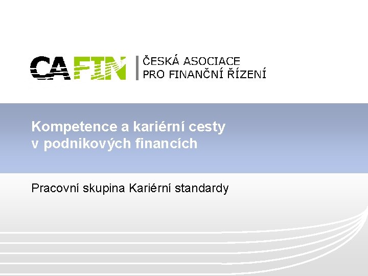 Kompetence a kariérní cesty v podnikových financích Pracovní skupina Kariérní standardy 