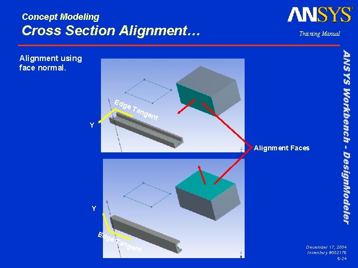 Concept Modeling Cross Section Alignment… Training Manual Edg e. T Y ang ent Alignment