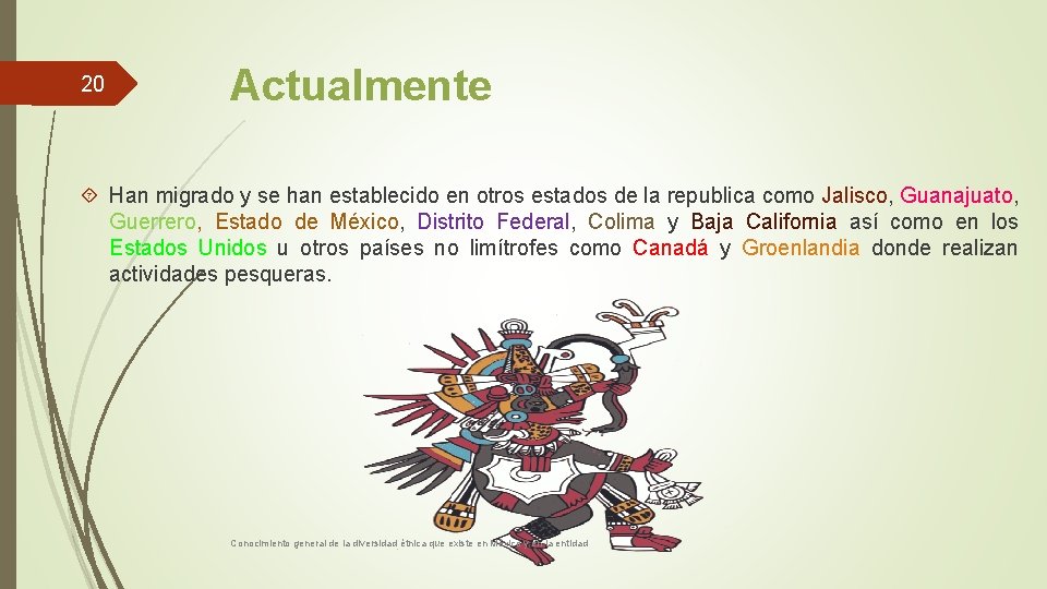 20 Actualmente Han migrado y se han establecido en otros estados de la republica