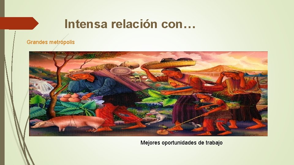 Intensa relación con… Grandes metrópolis Mejores oportunidades de trabajo 