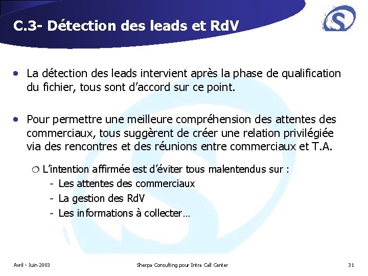 C. 3 - Détection des leads et Rd. V • La détection des leads C. 3 - Détection des leads et Rd. V • La détection des leads