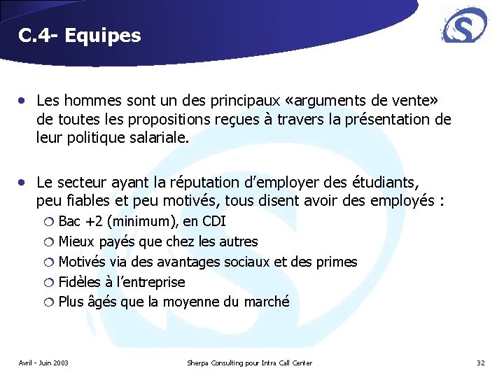 C. 4 - Equipes • Les hommes sont un des principaux «arguments de vente» C. 4 - Equipes • Les hommes sont un des principaux «arguments de vente»