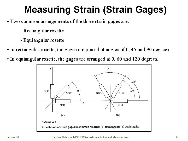 Measuring Strain (Strain Gages) • Two common arrangements of the three strain gages are: