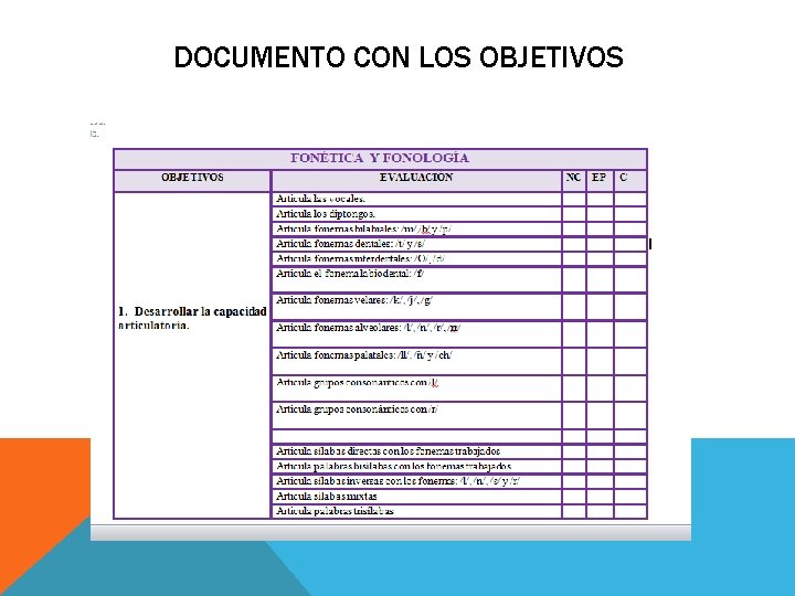DOCUMENTO CON LOS OBJETIVOS DOCUMENTO CON LOS OBJETIVOS