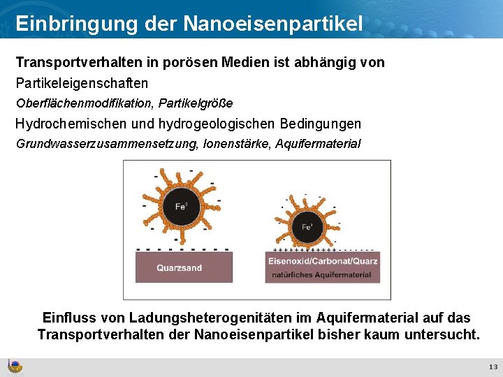 Einbringung der Nanoeisenpartikel Effekte und Verhalten von Ti. O 2 Nanopartikeln in der aquatischen