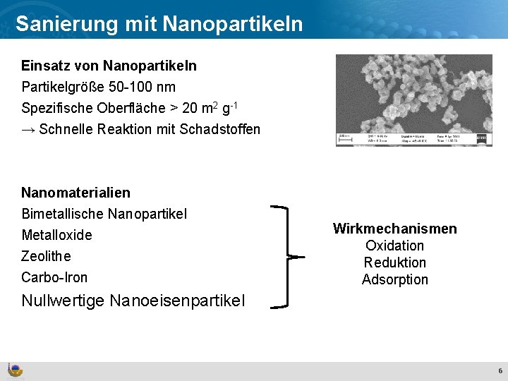 Sanierung mit Nanopartikeln Effekte und Verhalten von Ti. O 2 Nanopartikeln in der aquatischen