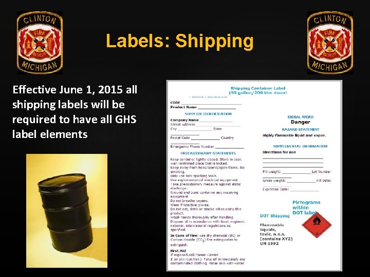 Labels: Shipping Effective June 1, 2015 all shipping labels will be required to have