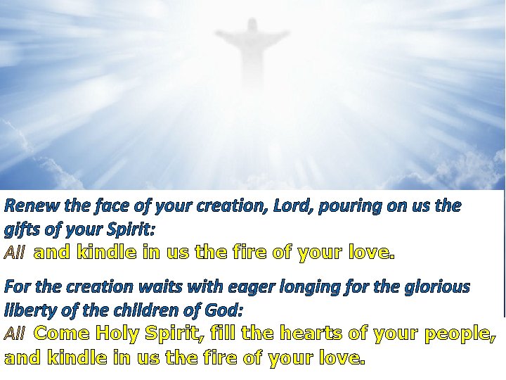 Renew the face of your creation, Lord, pouring on us the gifts of your