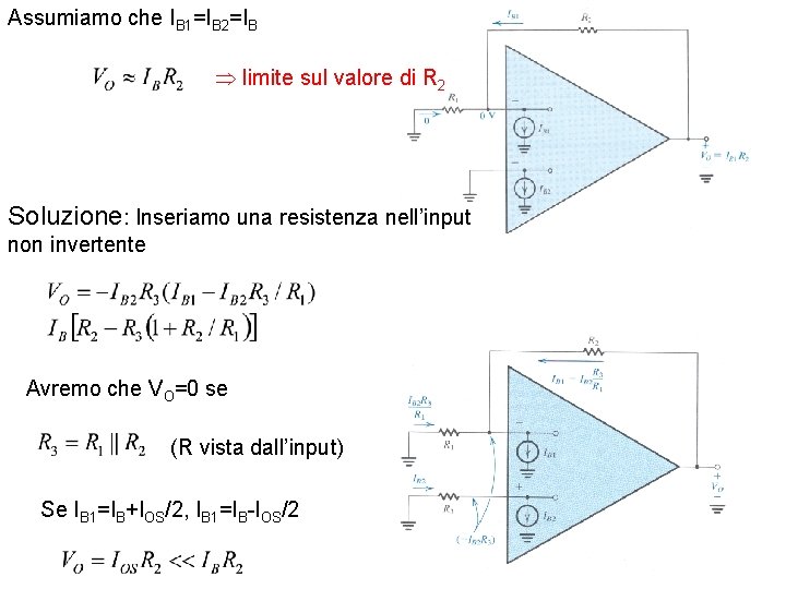 Assumiamo che IB 1=IB 2=IB limite sul valore di R 2 Soluzione: Inseriamo una