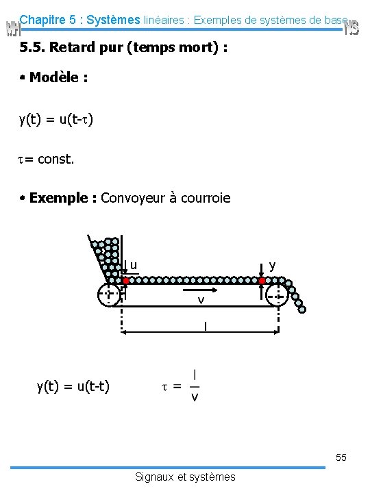 Chapitre 5 : Systèmes linéaires : Exemples de systèmes de base 5. 5. Retard