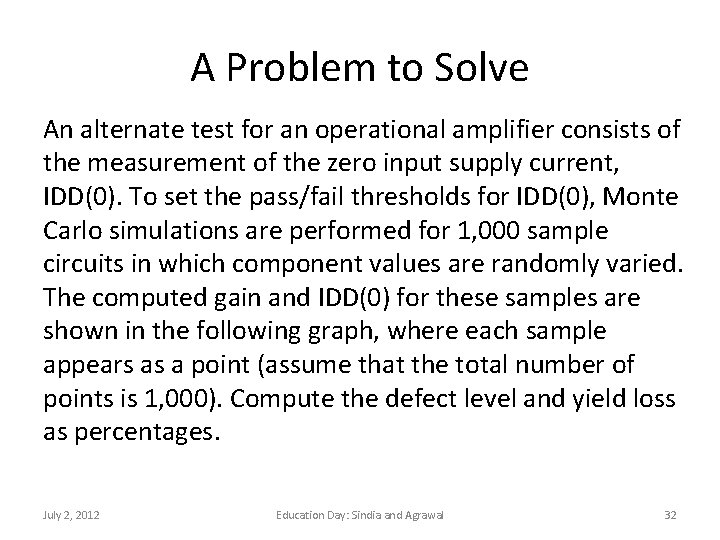 A Problem to Solve An alternate test for an operational amplifier consists of the