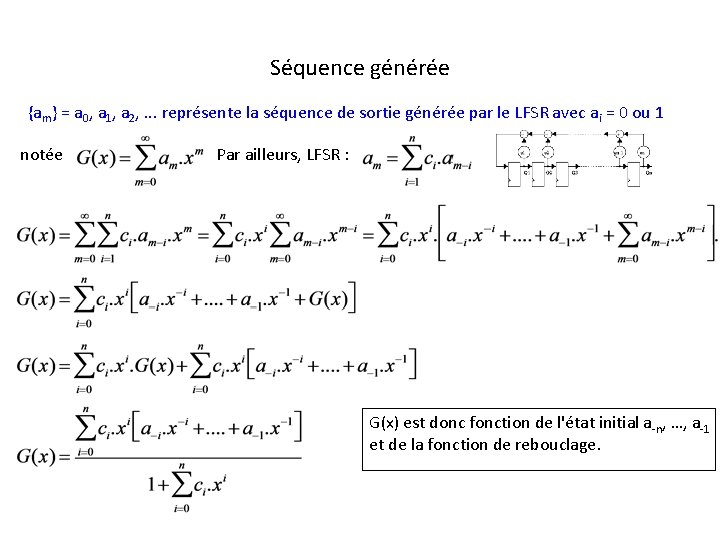 Séquence générée {am} = a 0, a 1, a 2, . . . représente