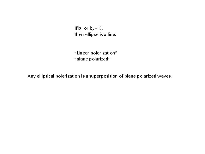 If b 1 or b 2 = 0, then ellipse is a line. “Linear