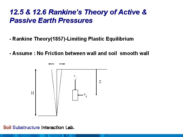 12. 5 & 12. 6 Rankine’s Theory of Active & Passive Earth Pressures -